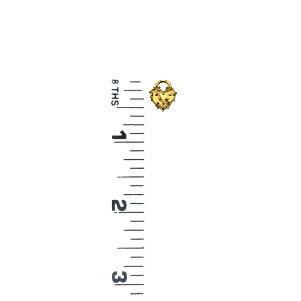 Breloque Cœur Gonflé Pointu, Plaqué Or 18 carats Vieilli - AG016