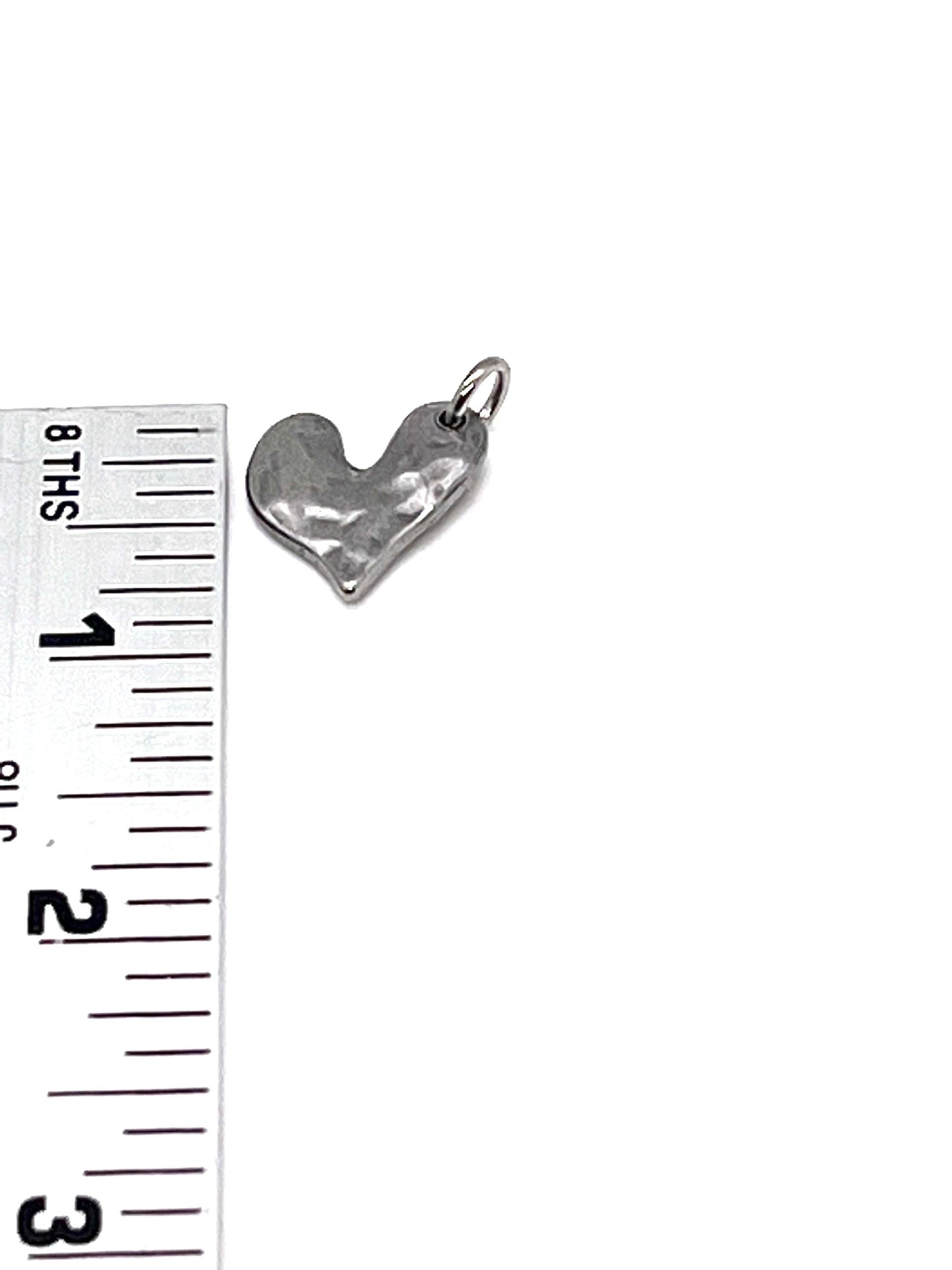Heart Charm with Jump-Ring, Stainless Steel - SS049
