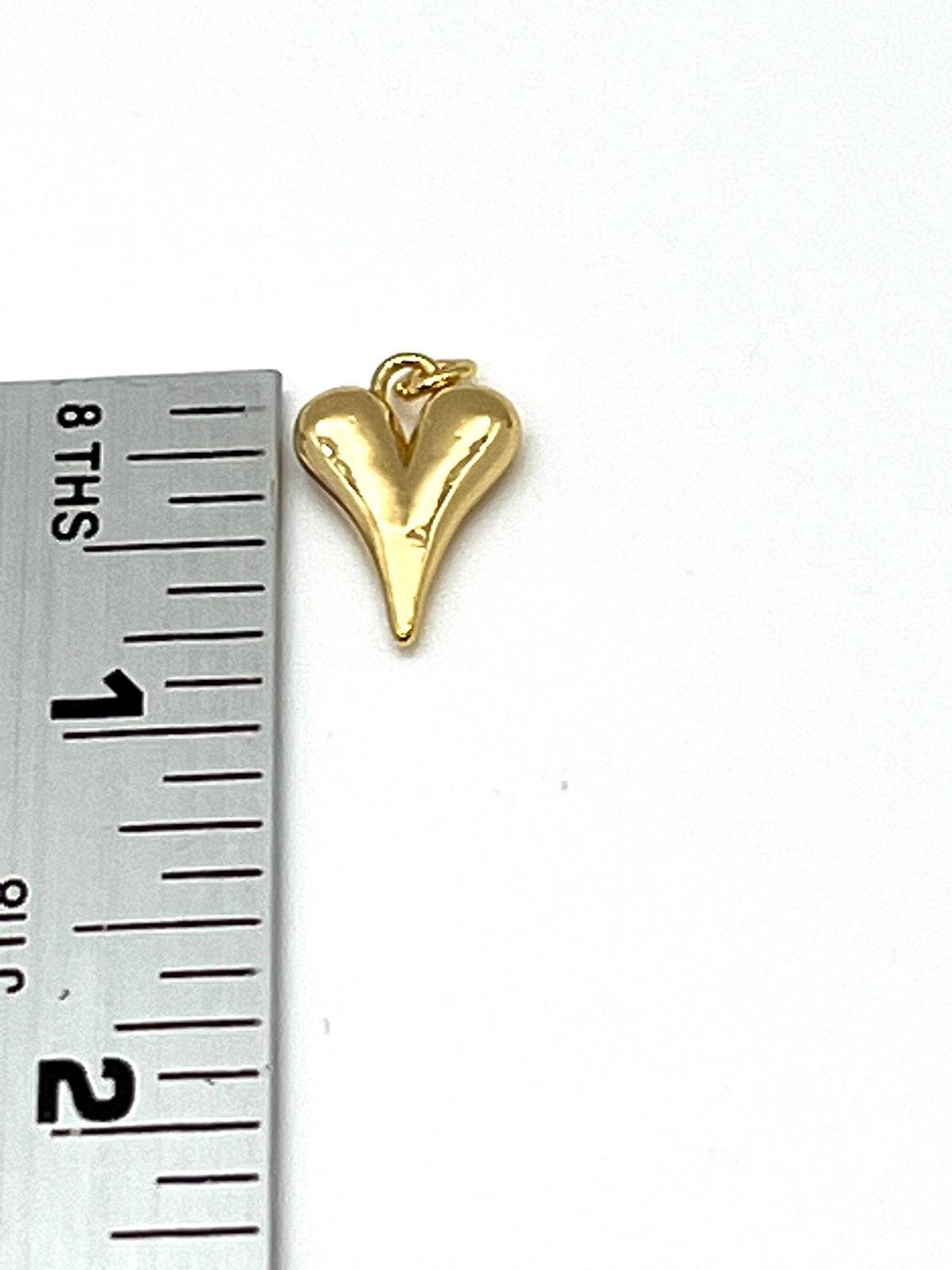 Elongated Puffed Heart Charm, Shiny 18k Gold Plated - SY059