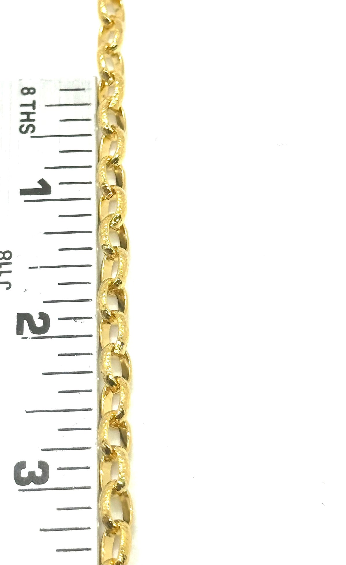 Hammered 8x5mm Oval Rolo Chain, Shiny 18k Gold Plated