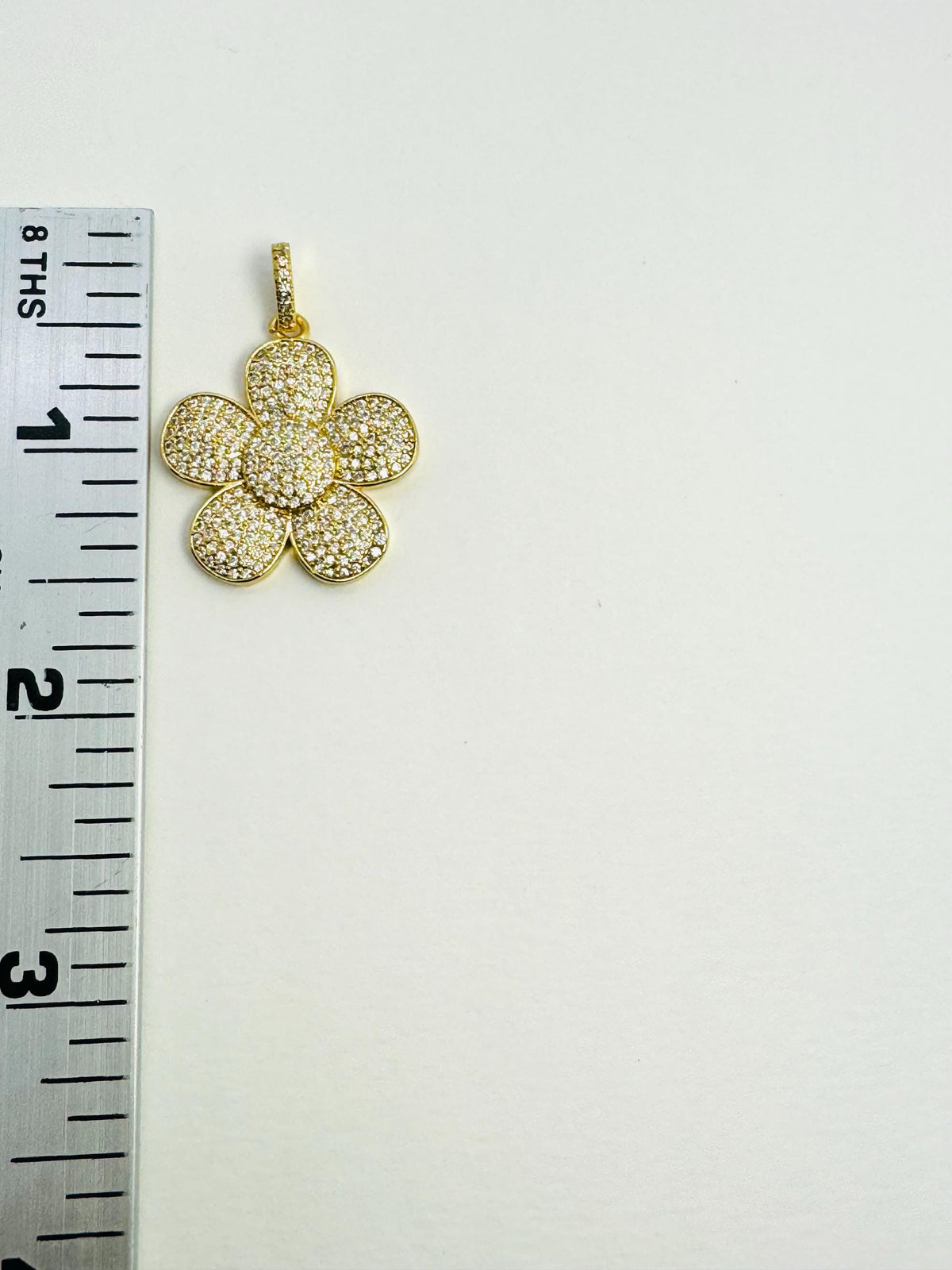 Micro Pave Flower Charm, Shiny 18k Gold Plated - SY043