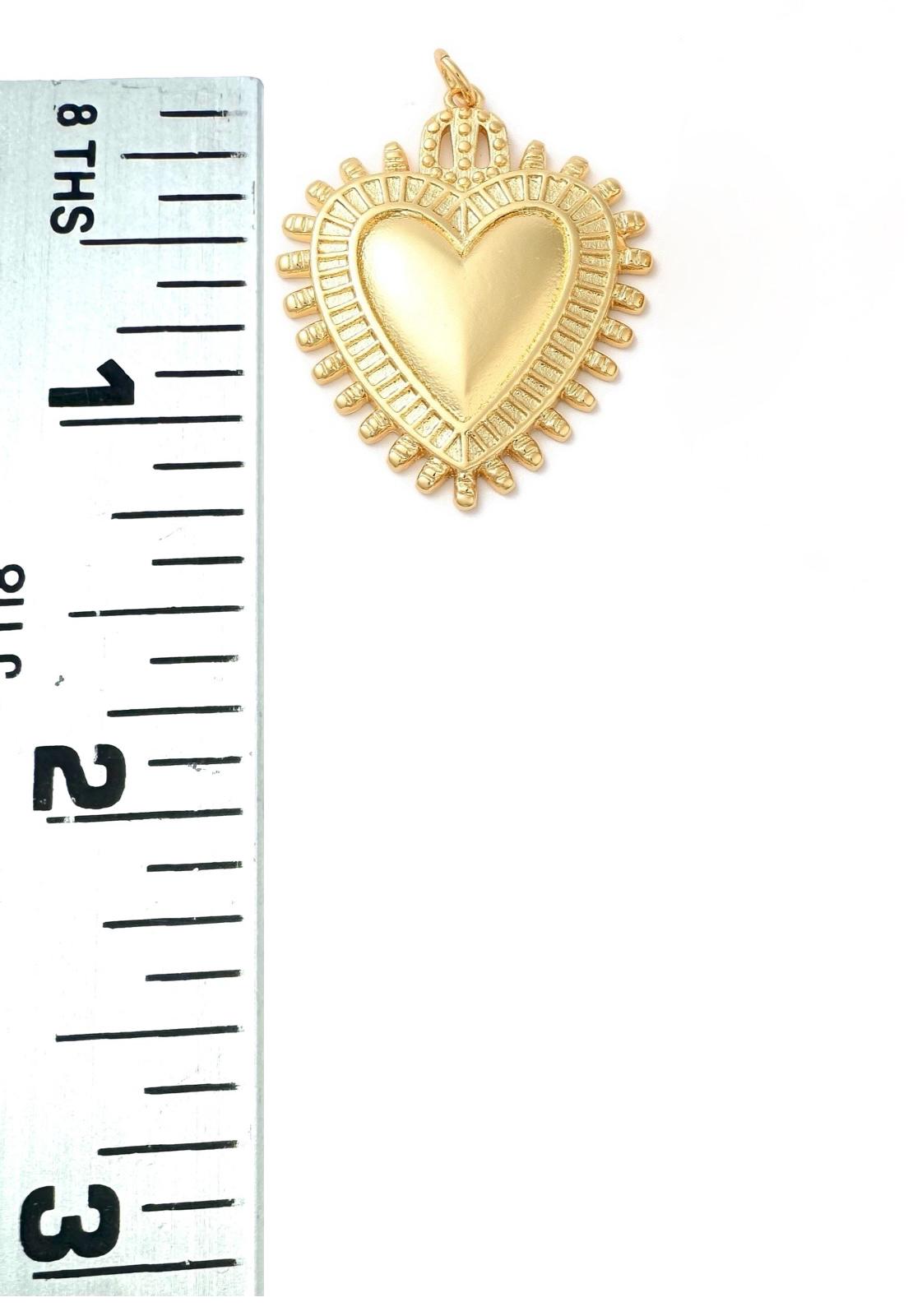 Spiky Heart Charm, Shiny 18k Gold Plated - SY048