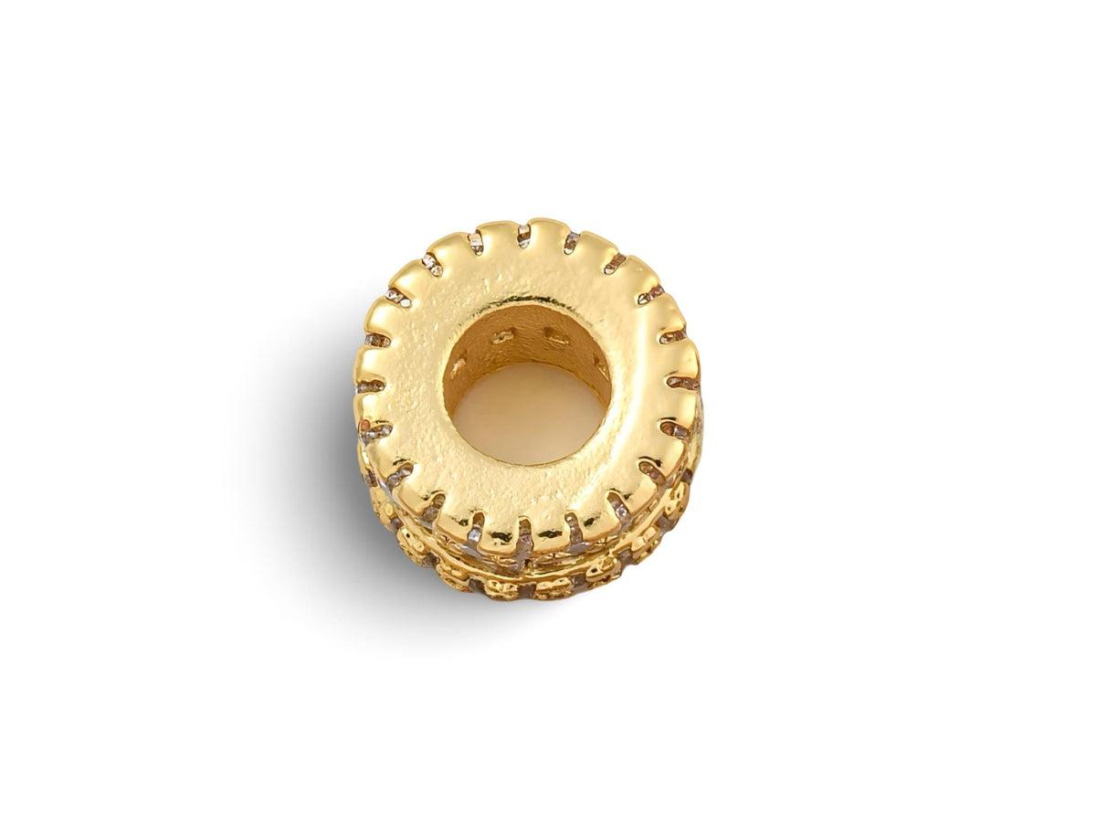 Micro Pave Cylinder Beads, 18k Gold Plated - SY032