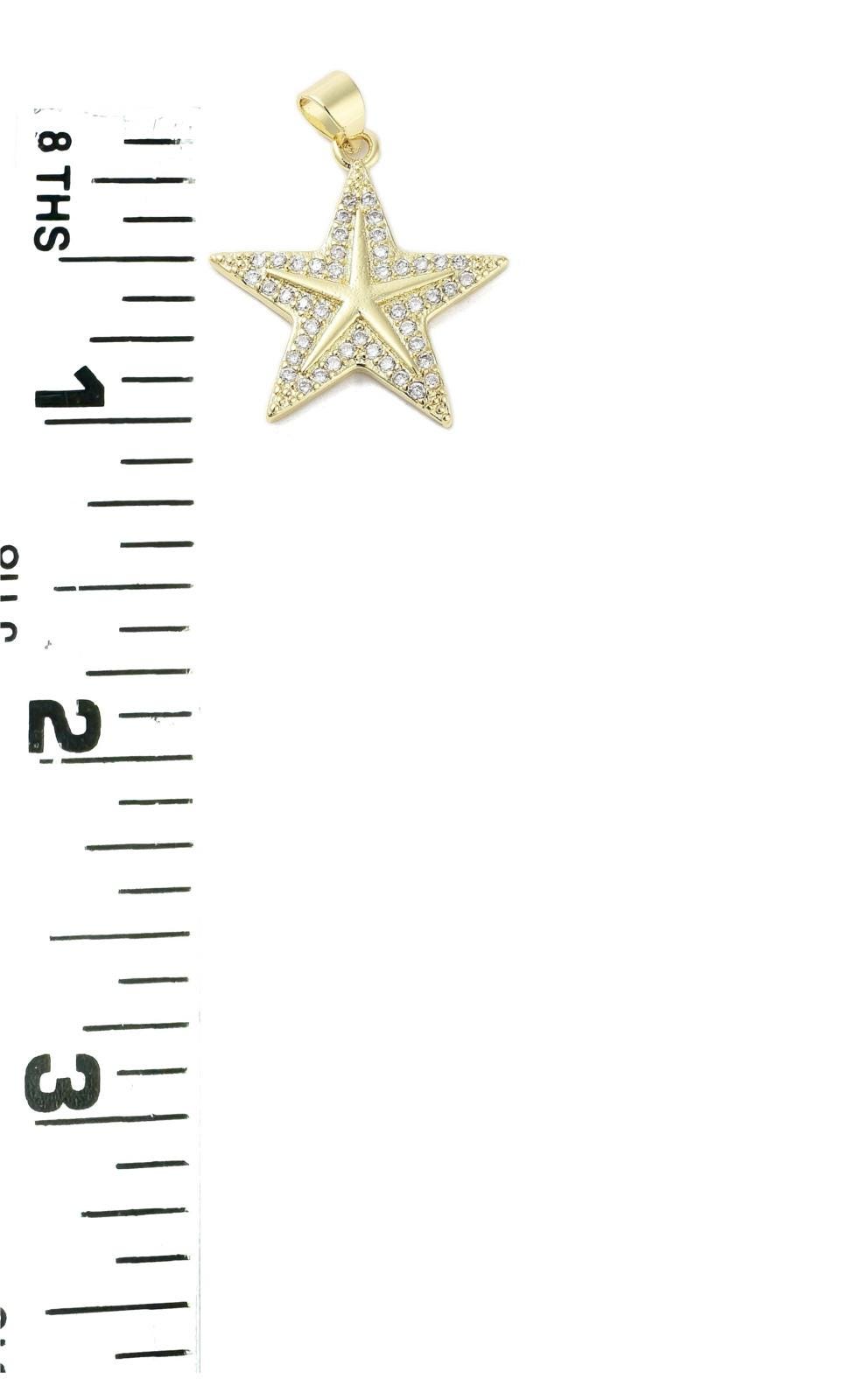 Micro Pave Star Charm, Shiny 18k Gold Plated - SY007
