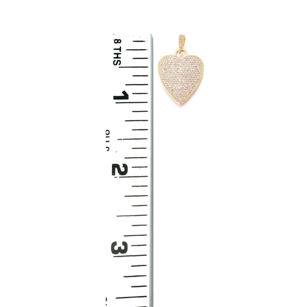 Heart Pendant, 18k Gold Plated Micro Pave Clear Cubic Zirconia Charm - SS068