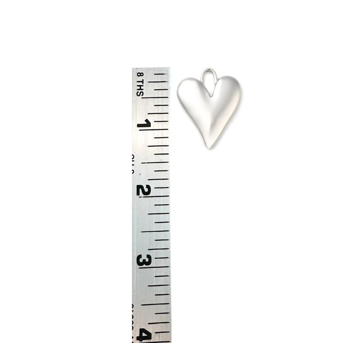 Large Elongated Heart Pendant, Stainless Steel - SS026
