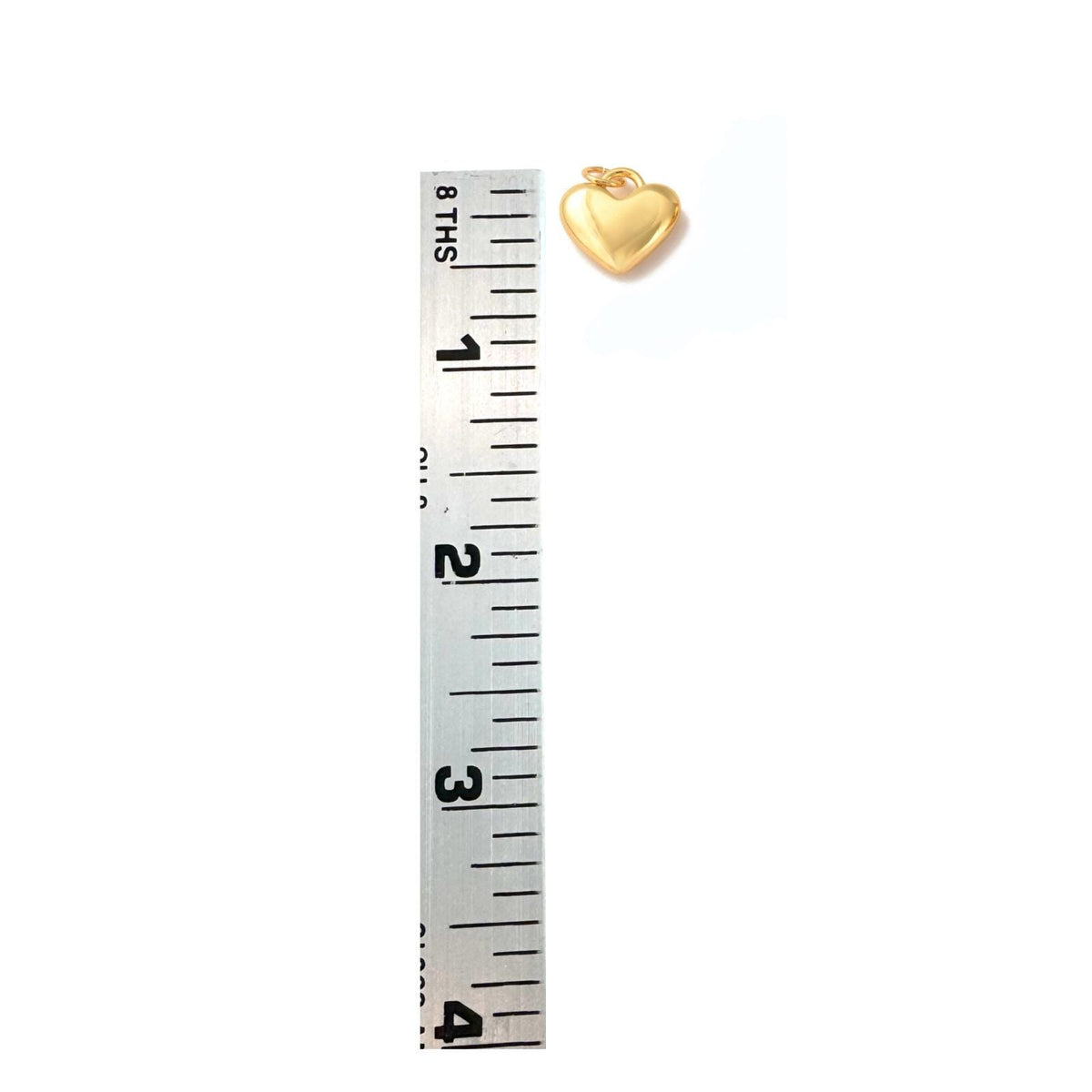 13mm Dainty Puffed Heart Charm, Shiny 18k Gold Plated - SY061