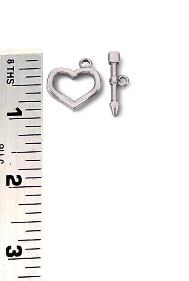Small Cupid Heart Toggle, Stainless Steel - SS043