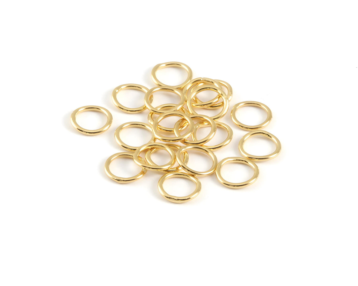 7mm 18 Gauge Jump Rings, 20 Units, Shiny 18k Gold Plated - G004-JR