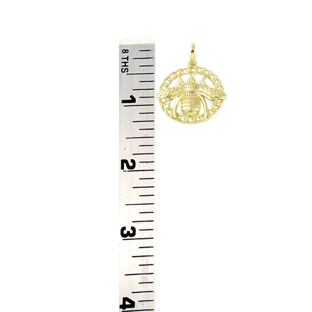 Large Round Bee Charm, Shiny 18k Gold Plated - SY026