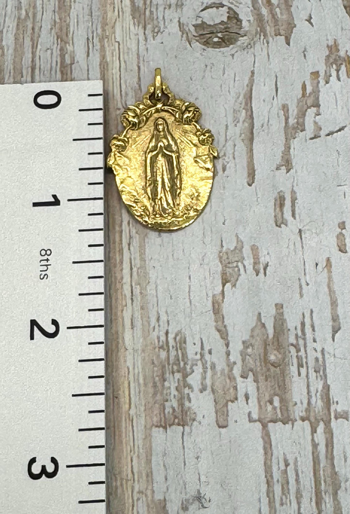 Double-Sided Virgin Mary Medal, Antiqued 18K Gold Plated - AG026