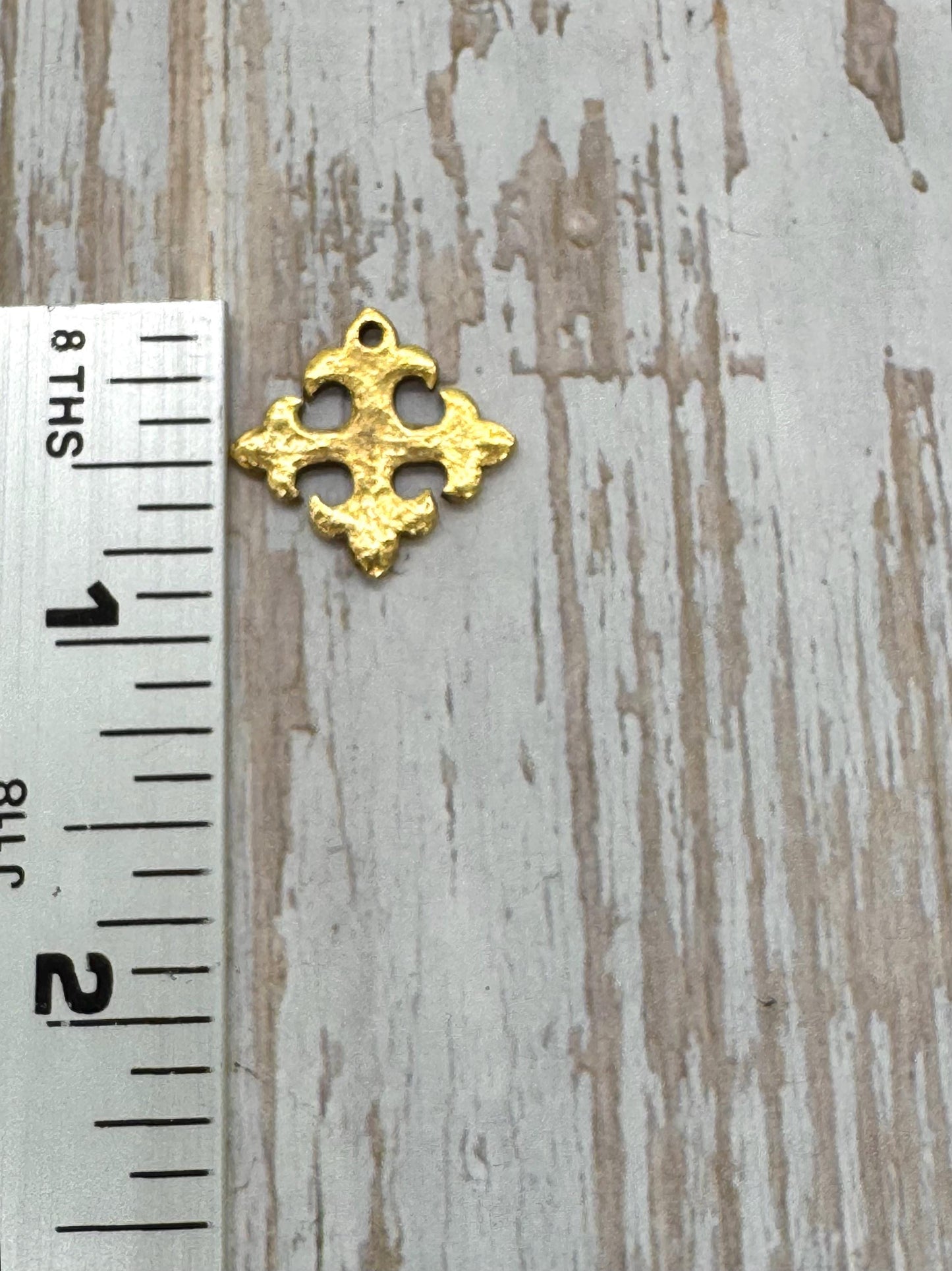 Cross Fleury Charm, Antiqued 18K Gold Plated - AG028