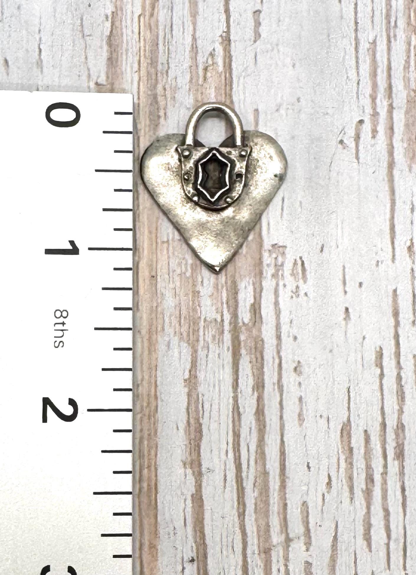Padlock Heart Large Charm, Antiqued Pewter - PT384