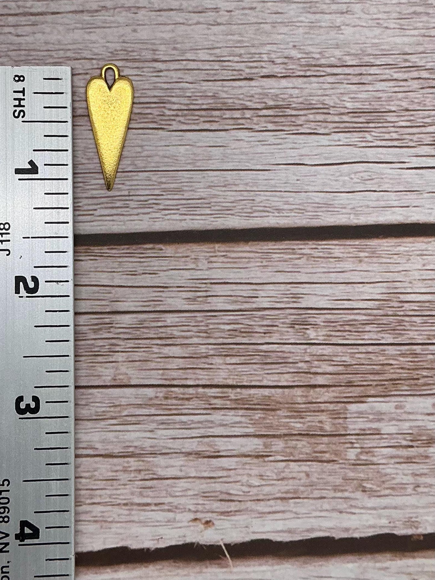 Elongated Stamping Heart Charm, 18K Antiqued Gold Plated - AG034
