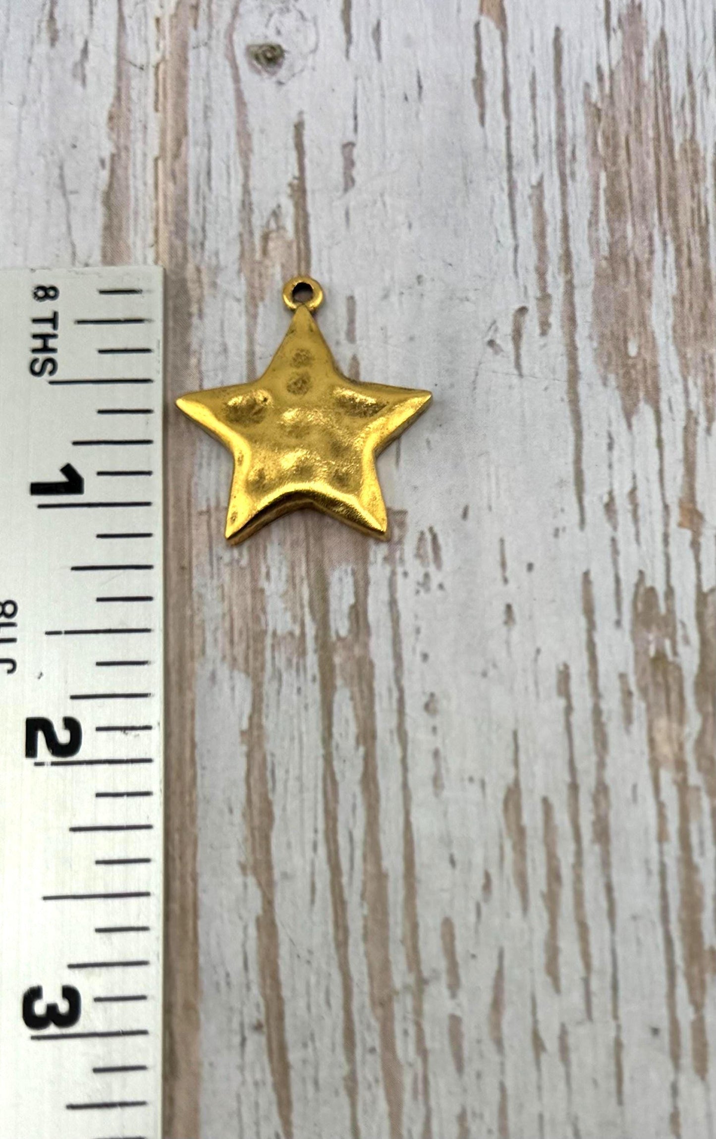 Small Hammered Star Charm ,Antiqued 18K Gold Plated - AG008