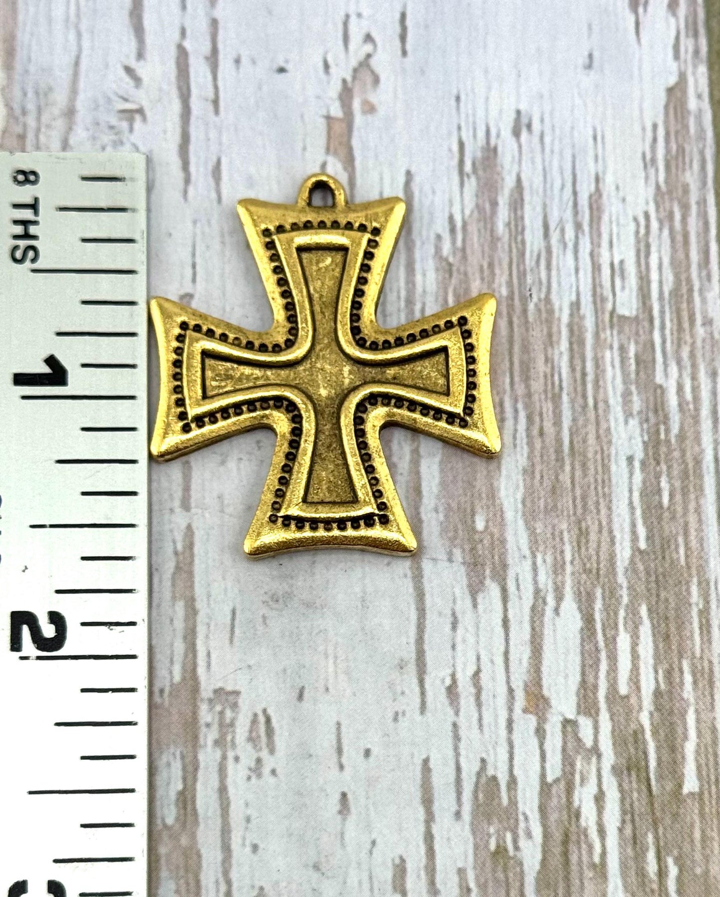 Grande breloque croix bohème, plaquée or 18 carats vieilli - AG587