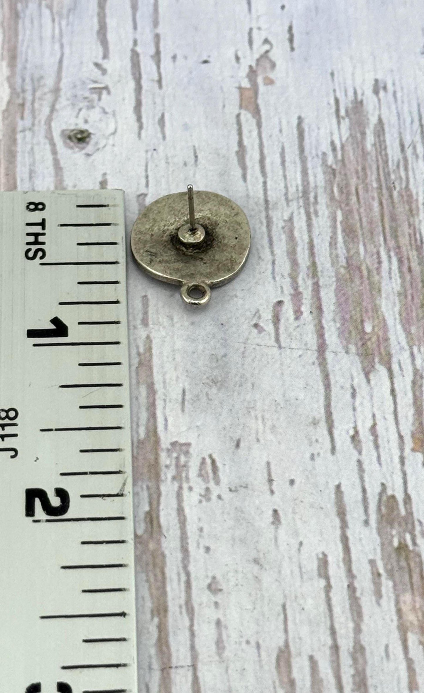 Wavy Hammered Round Medallion Earring Posts, Antiqued Pewter - PT528