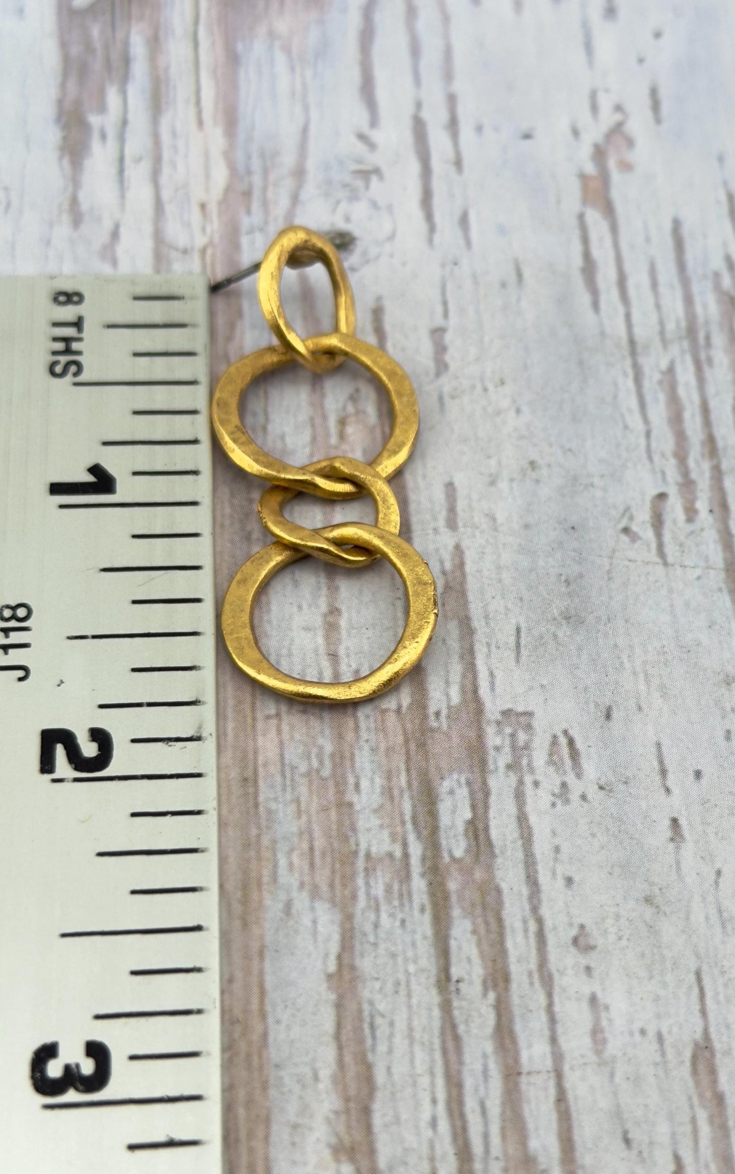 Dangling Interlocking Ring Earrings (Set of 2), Antiqued 18k Gold Plated - AG588