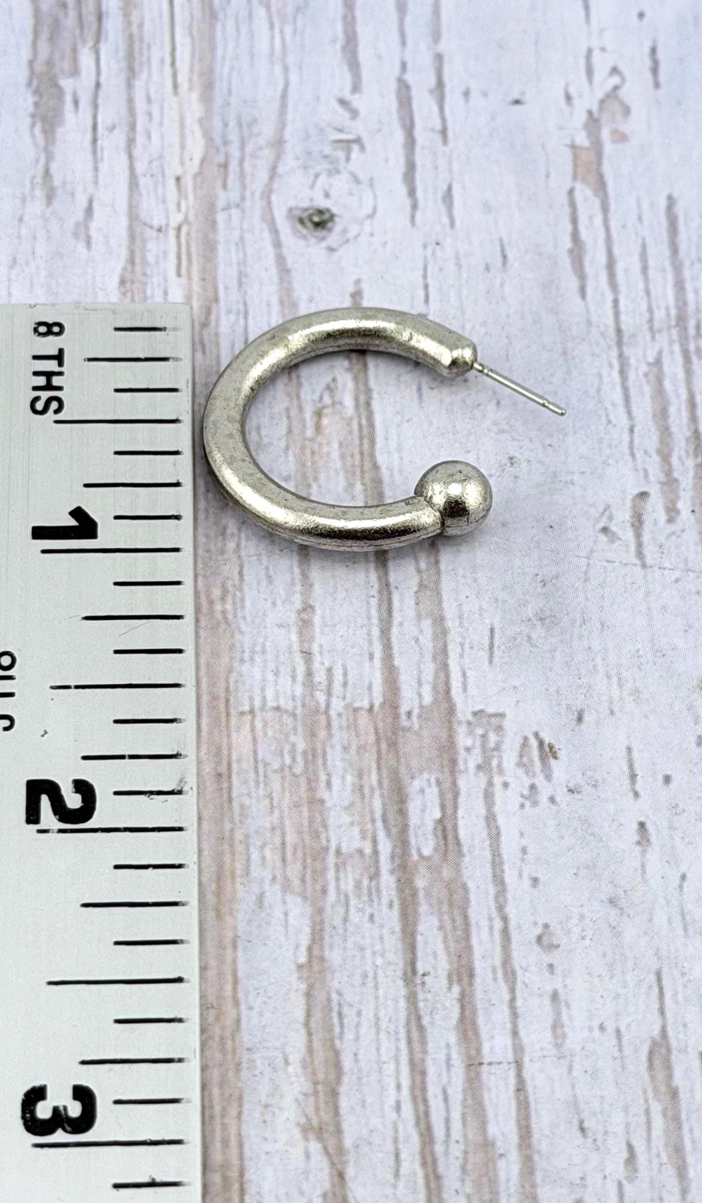 Boucles d'oreilles créoles demi-cercle de 1 pouce, étain vieilli - PT566