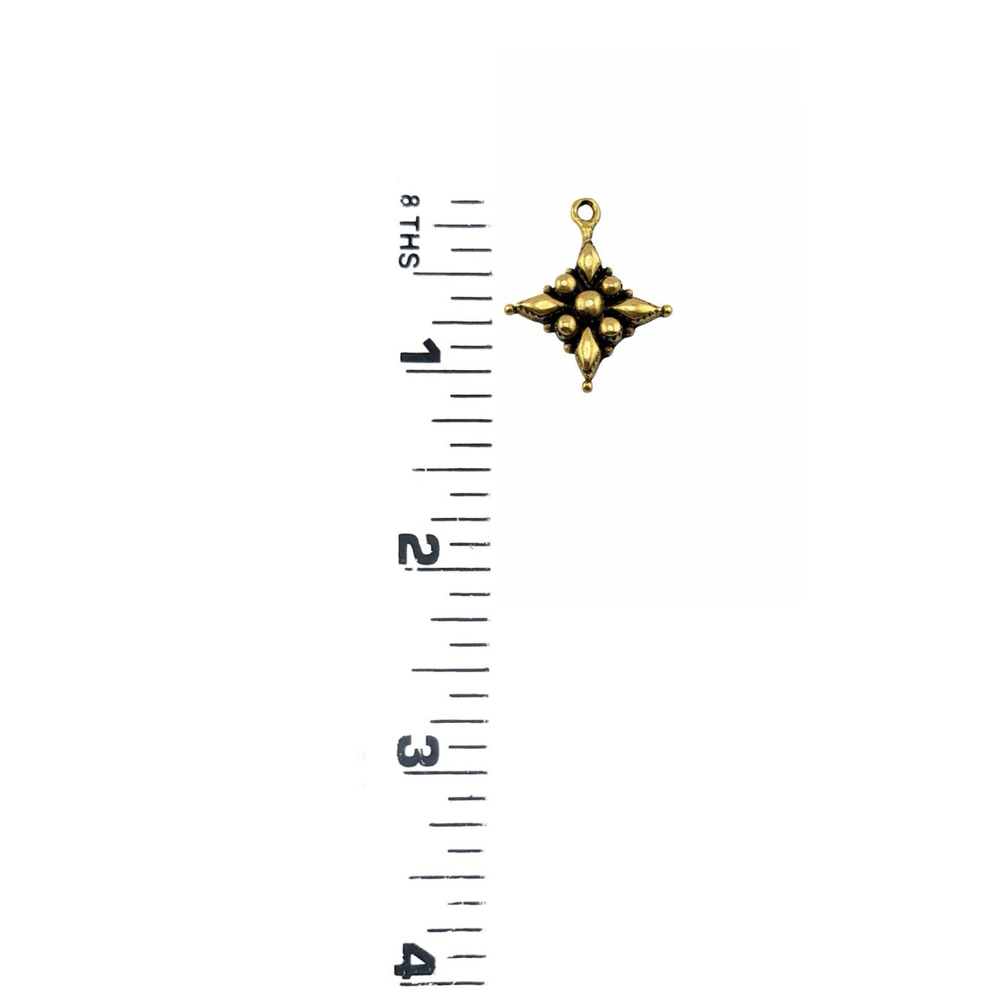 Floral Cross Charm, Antiqued 18k Gold Plated - AG639