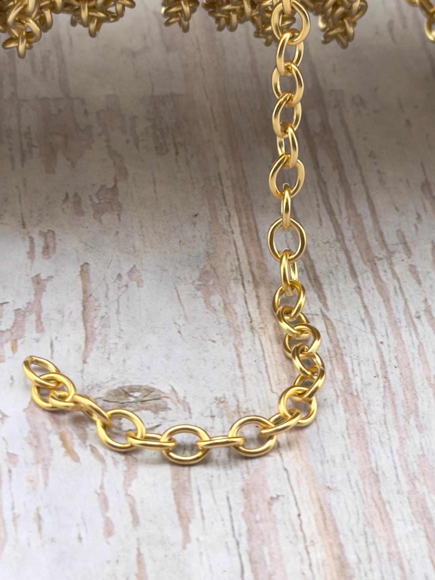 Smooth Medium Oval Cable Chain, Satin 18k Gold Plated Findings - S148-CH