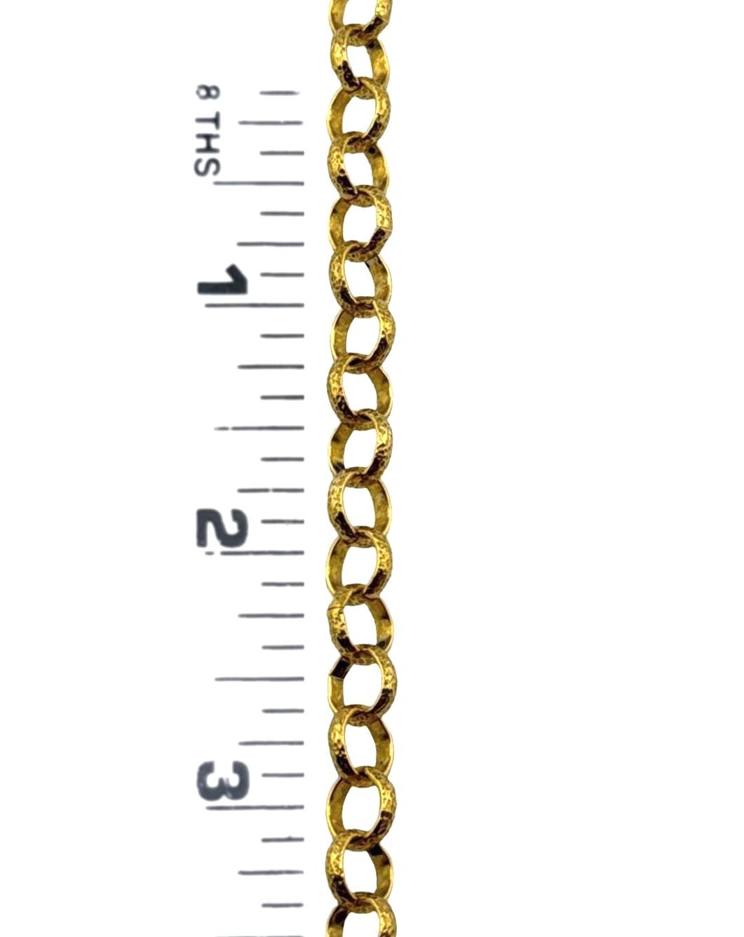 Chaîne Rolo ronde martelée, plaquée or 18 carats vieilli - G091-CH
