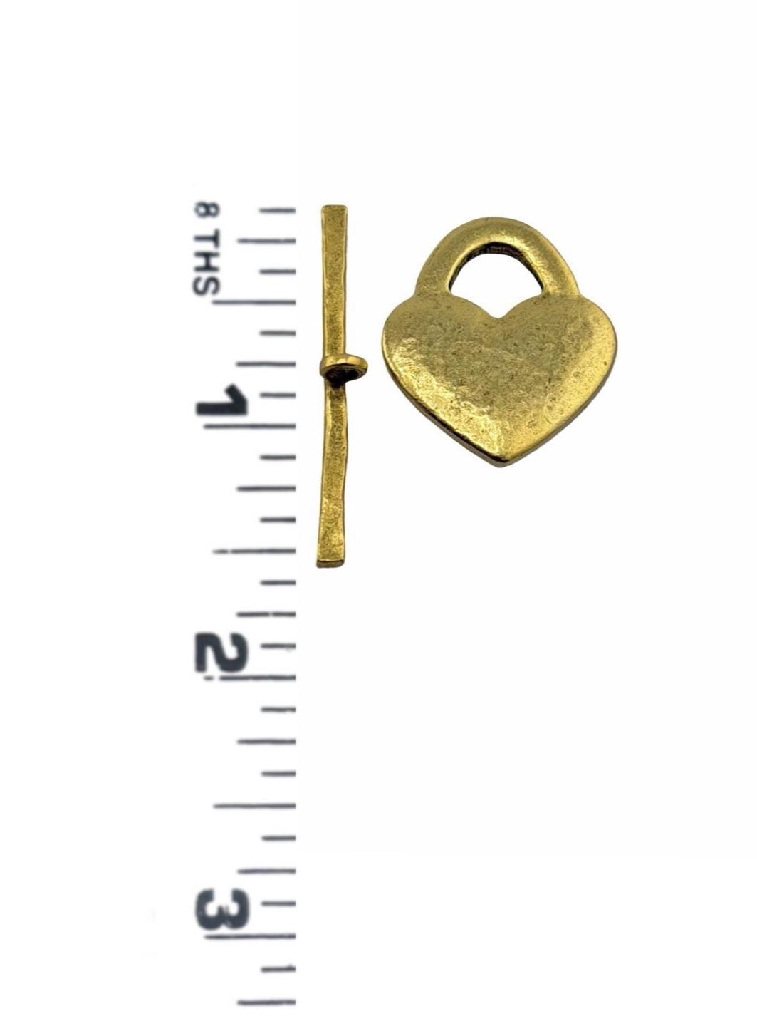Fermoir Toggle Cœur Martelé, Plaqué Or 18 carats Vieilli - AG047
