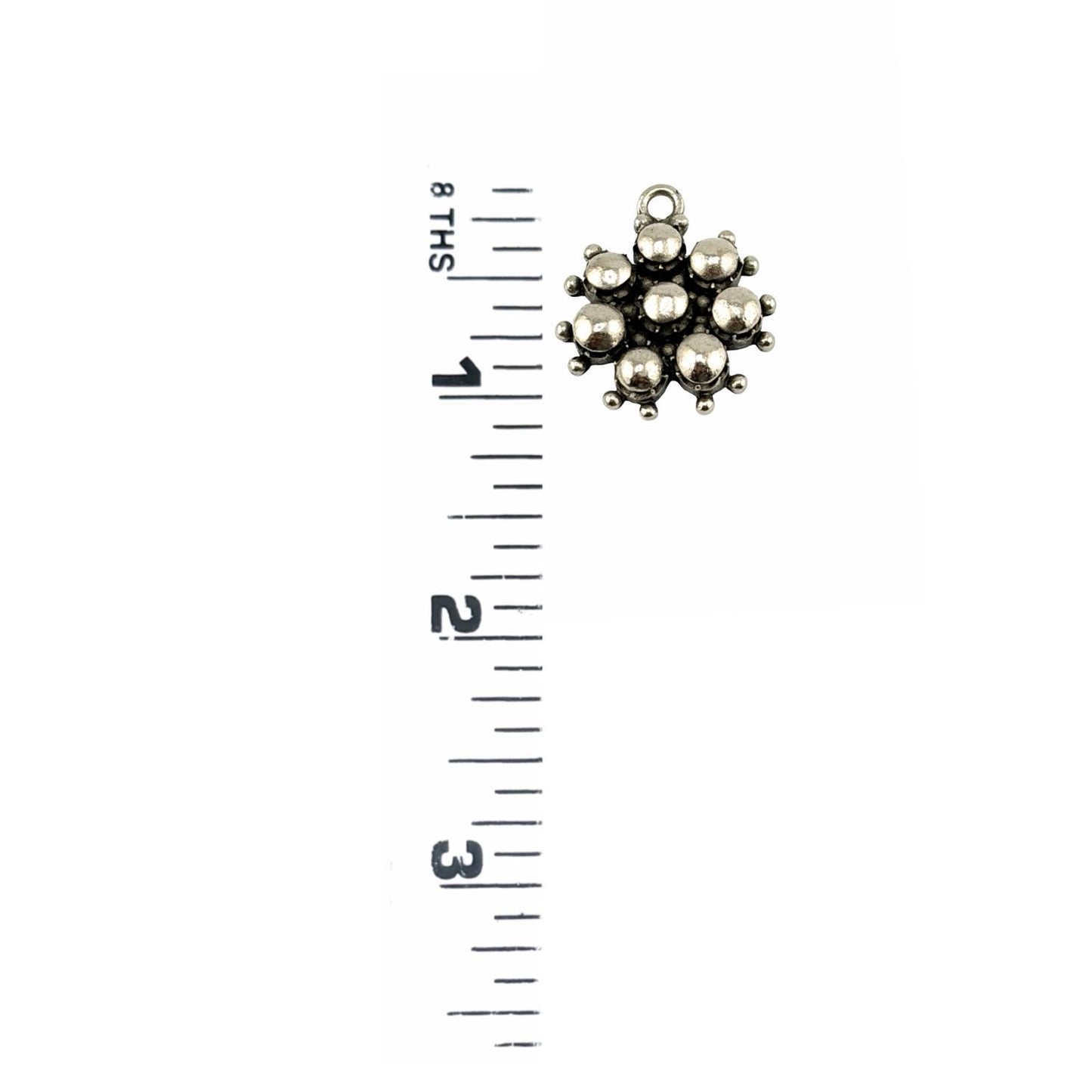 Beaded Flower Charm, Antiqued Pewter - PT676
