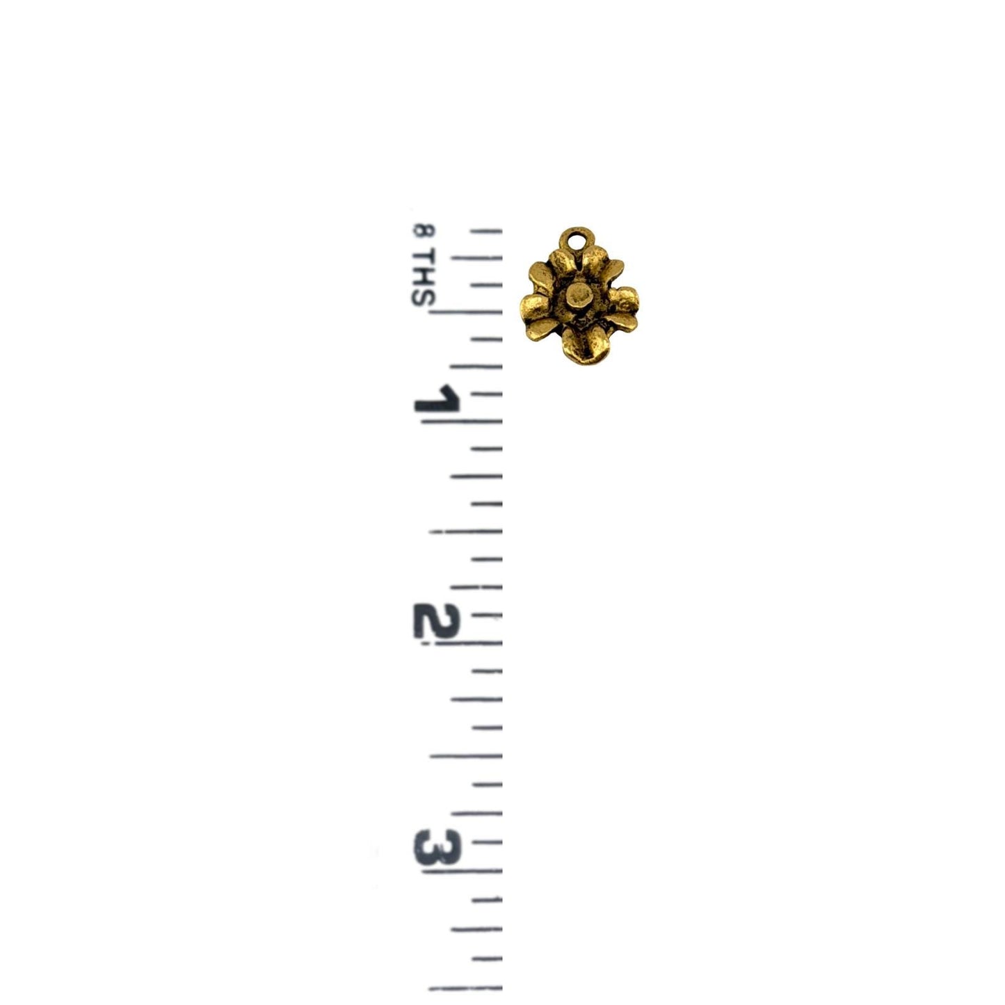 Small Modern Flower Charm, Antiqued 18k Gold Plated - AG041