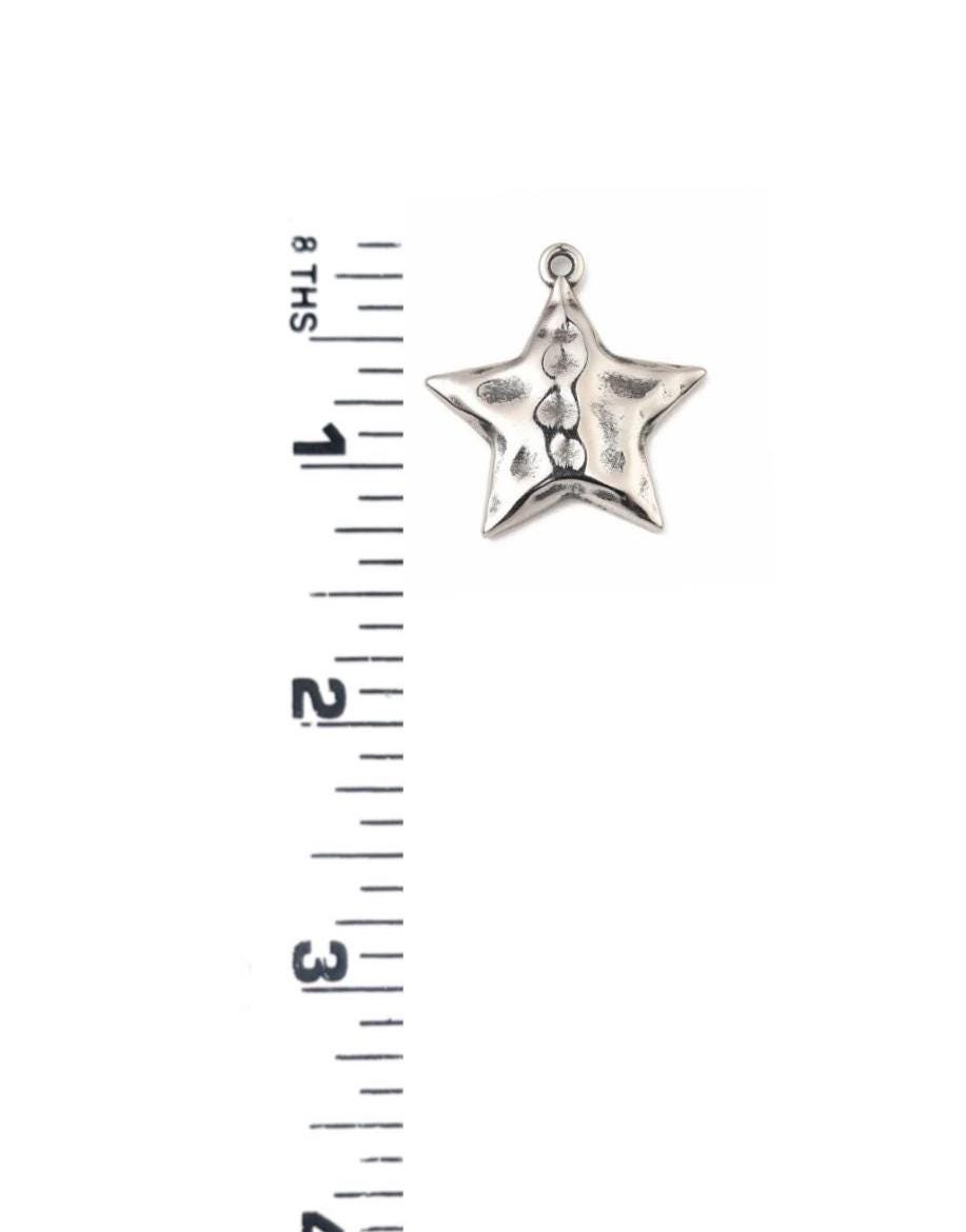 Chunky Silver Star Charm,Stainless Steel - SS037
