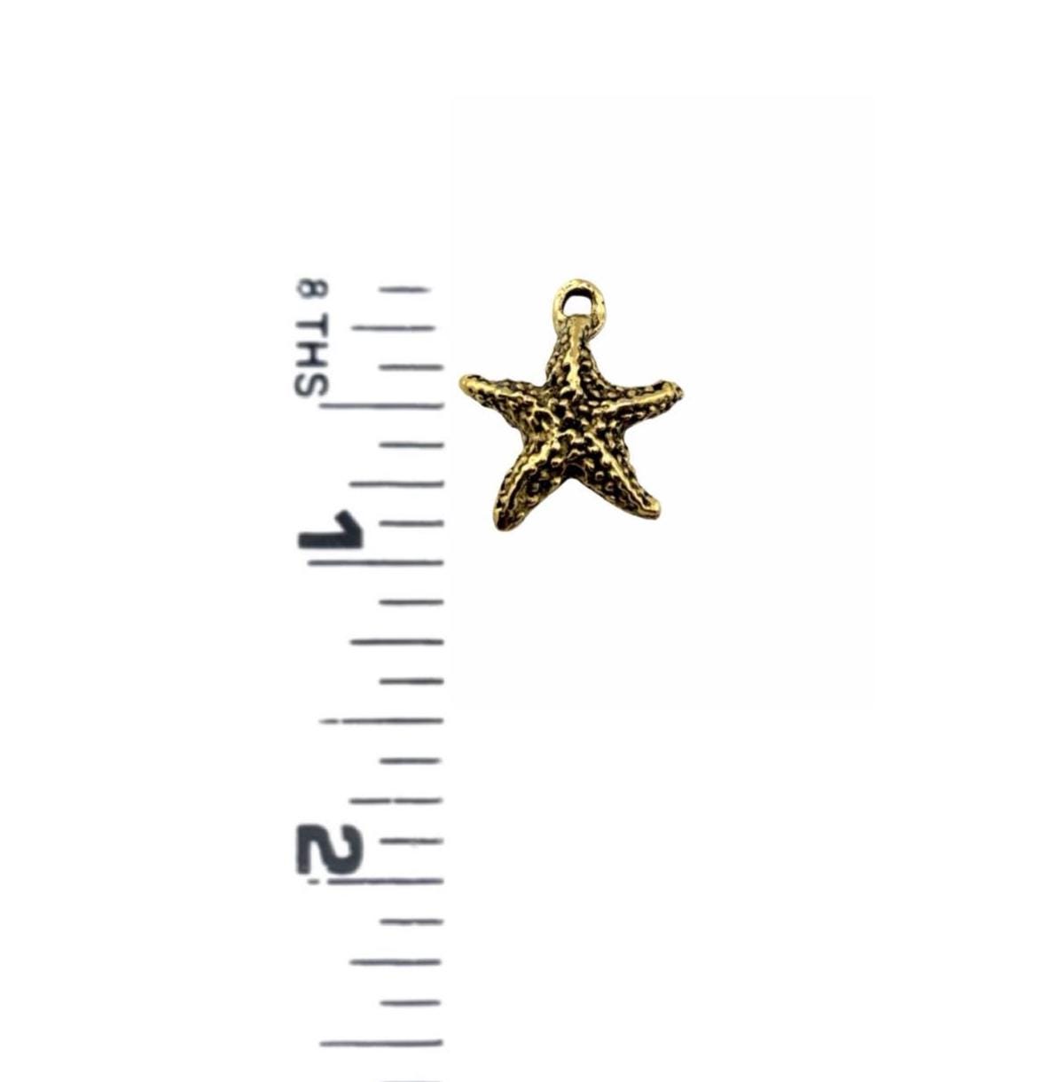Small Starfish Charm, Antiqued Gold Plated - AG700