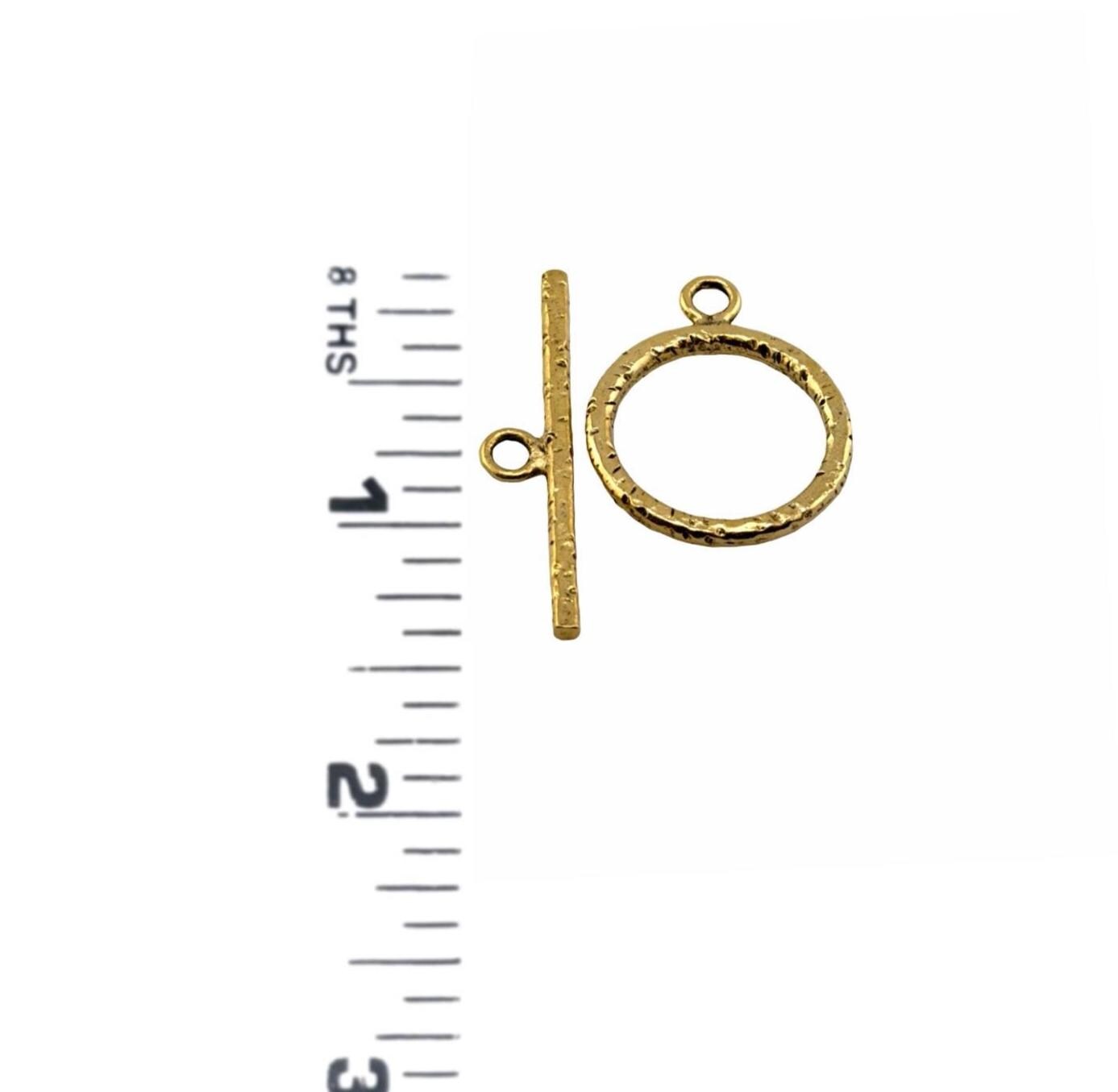 Large Textured Toggle Clasp, Antiqued 18k Gold Plated - AG710
