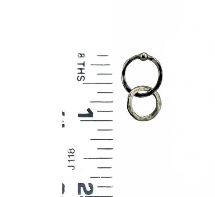 Dangling Interlocking Double Ring Earrings, Antiqued Pewter - PT721