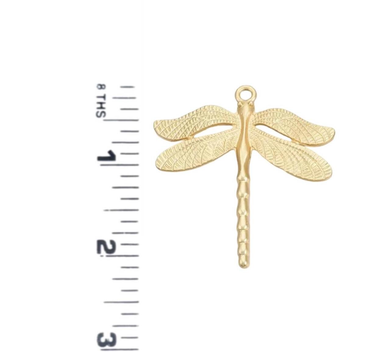 Large Dragonfly Charm, Satin 18k Gold Plated - ST338