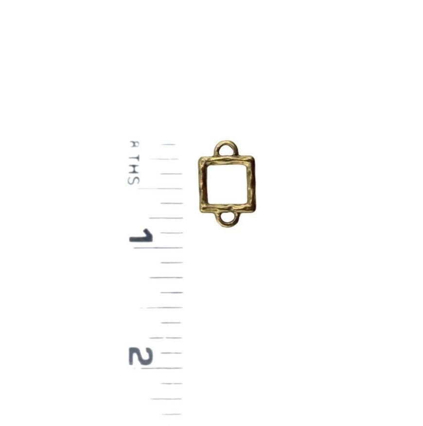 Hammered Square Connector w/ Double Side Loops, Antiqued 18K Gold Plated - AG082