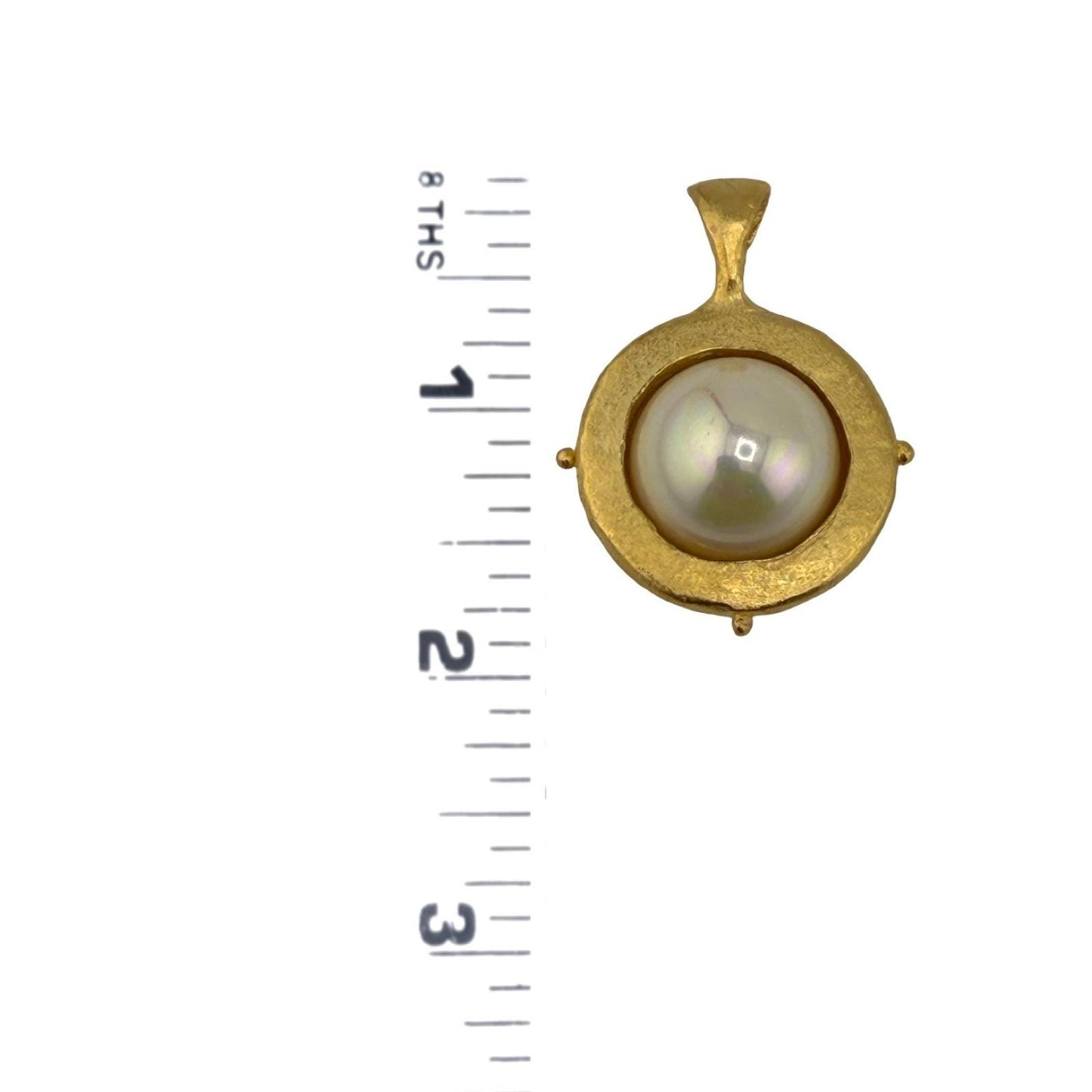 Large AB Pearl Charm, Satin Gold Plated - ST795