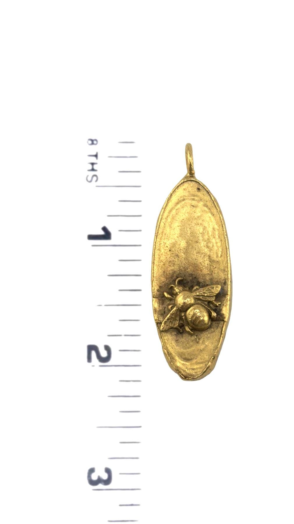 LIMITED EDITION Bee Oval Pendant, Antiqued Gold Plated