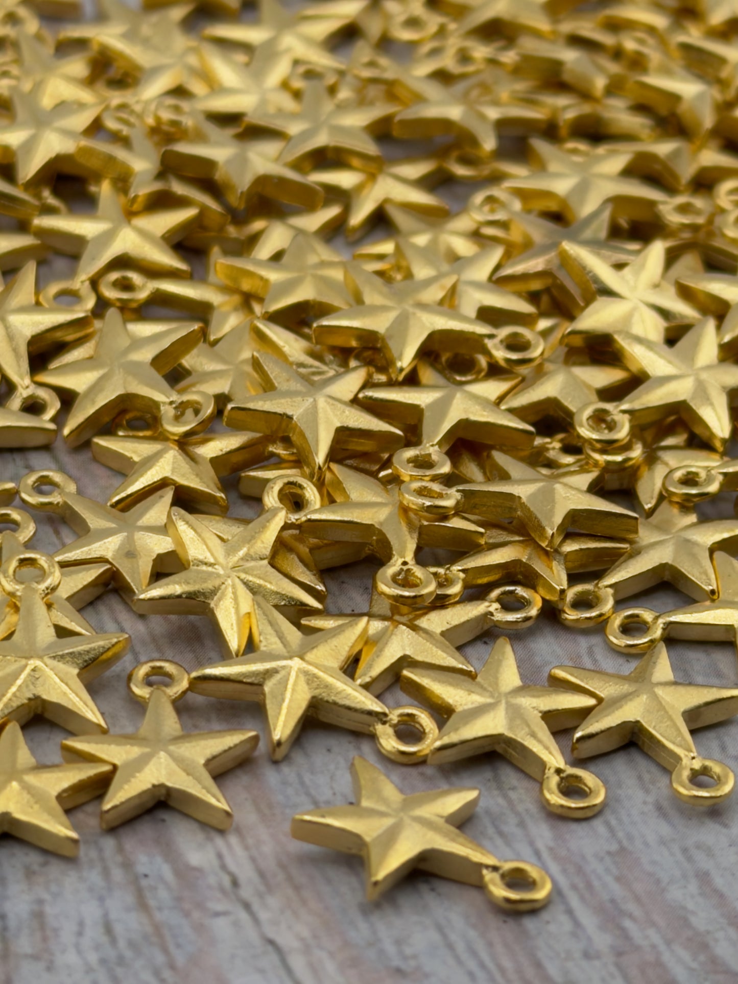 Tiny Western Star Charms (Set of 2), Satin 18K Gold Plated - ST209