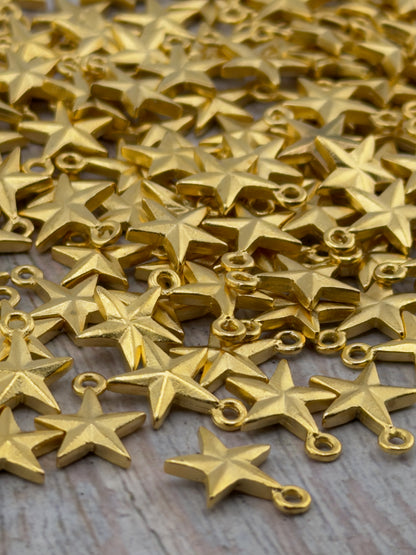 Tiny Western Star Charms (Set of 2), Satin 18K Gold Plated - ST209