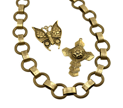 Large Textured Link Chain, Antiqued 18k Gold Plated - G095-CH