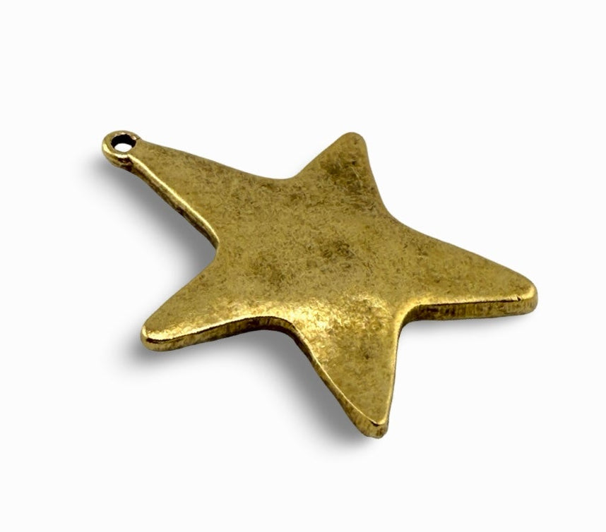 Pendentif étoile arrondie extra large, plaqué or 18 carats vieilli - AG099