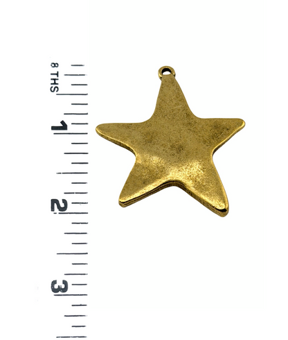 Pendentif étoile arrondie extra large, plaqué or 18 carats vieilli - AG099