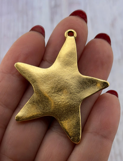 Pendentif étoile arrondie extra large, plaqué or 18 carats vieilli - AG099
