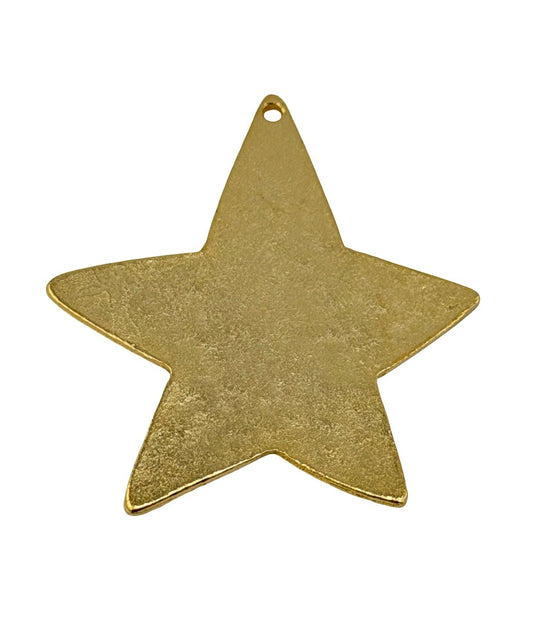 Smooth Asymmetrical Star Pendant, Satin 18k Gold Plated - ST334