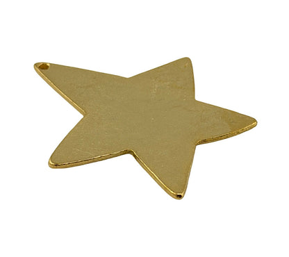 Smooth Asymmetrical Star Pendant, Satin 18k Gold Plated - ST334