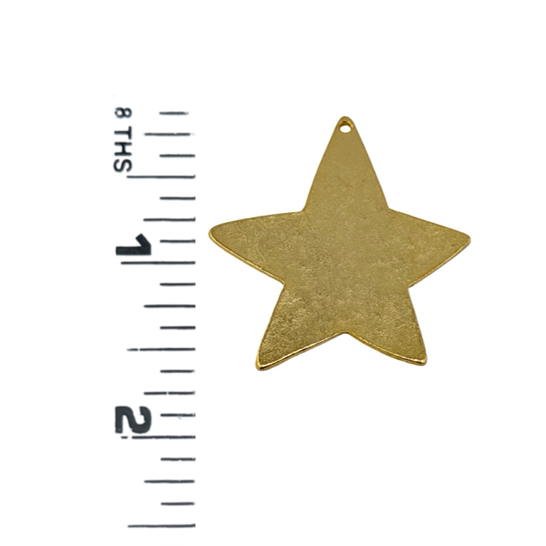 Smooth Asymmetrical Star Pendant, Satin 18k Gold Plated - ST334
