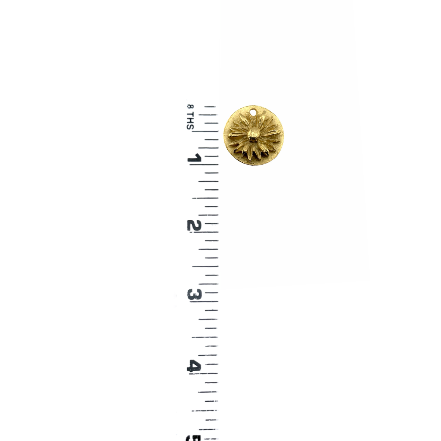 Round Flower Charm, Satin 18k Gold Plated - ST203