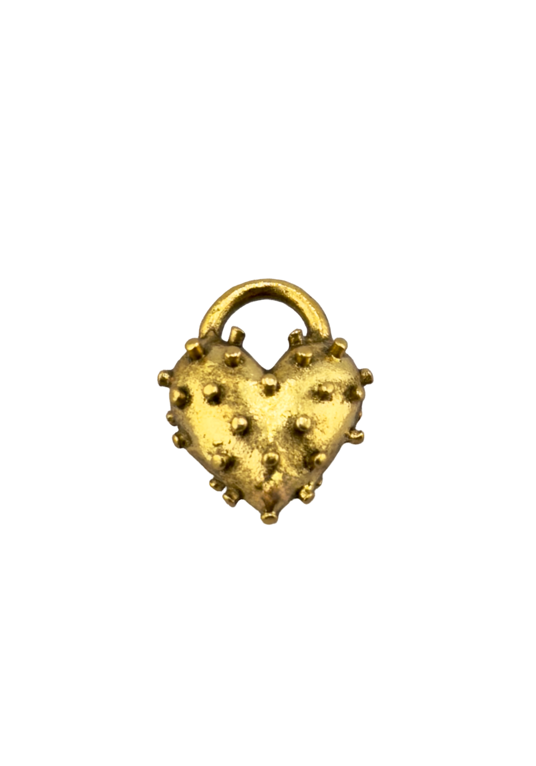 Breloque Cœur Gonflé Pointu, Plaqué Or 18 carats Vieilli - AG016