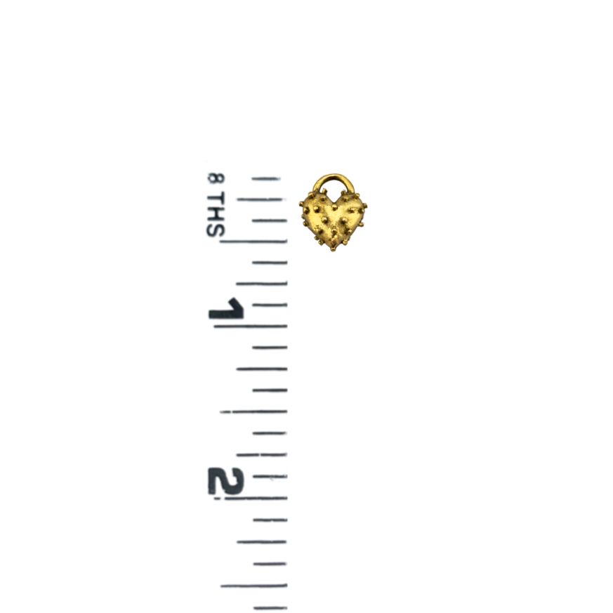Tiny Spiky Heart Charm, Satin 18k Gold Plated - ST196