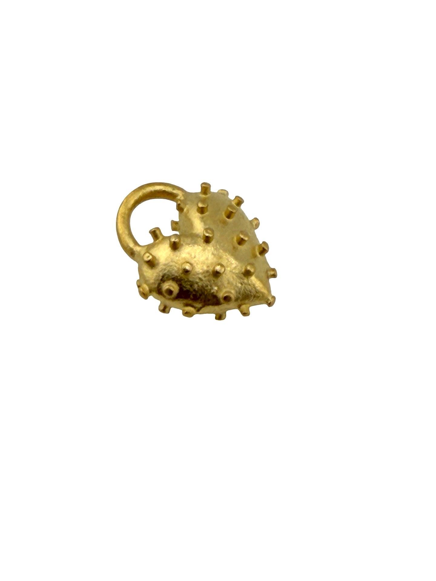 Tiny Spiky Heart Charm, Satin 18k Gold Plated - ST196